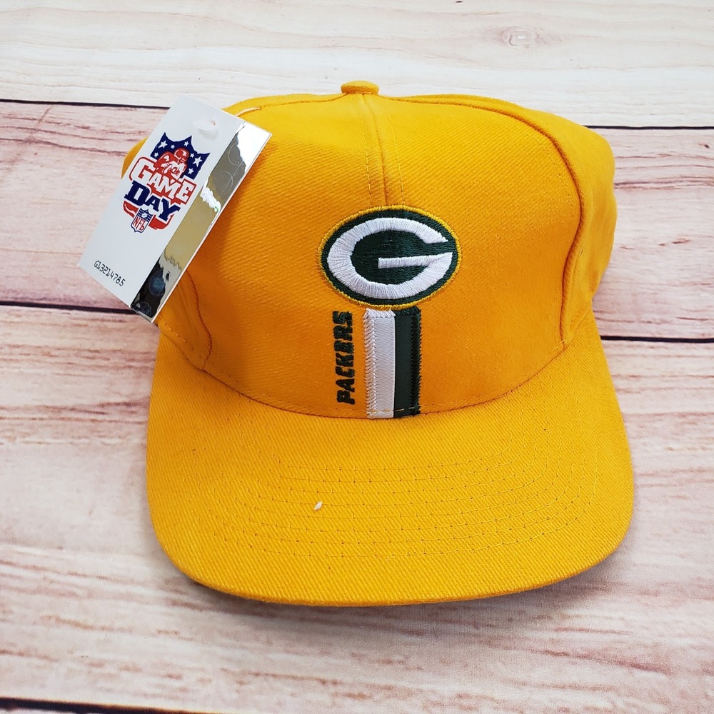 Vintage Green Bay Packers Hat Cap Snap Back Yellow NFL Football Logo 7 Mens 90s‎